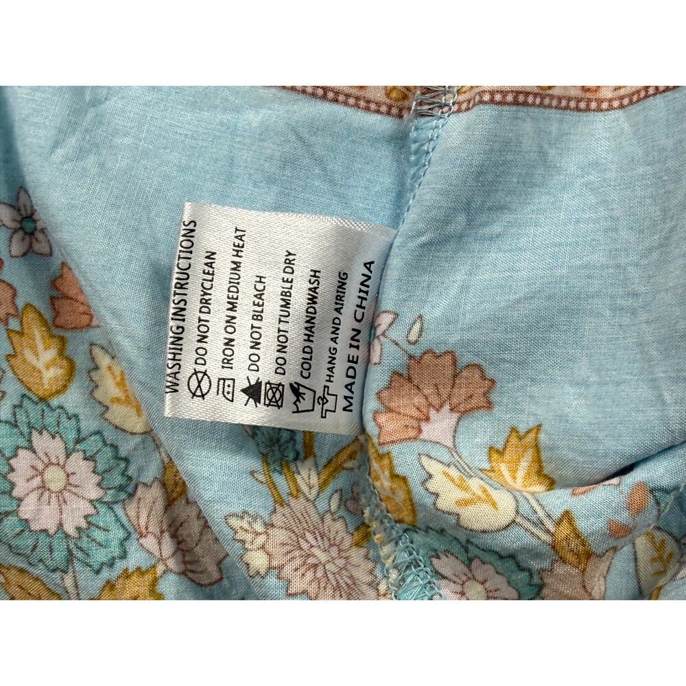 R.Vivimos turquoise and peach Sz 6 floral boho long-sleeve midi dress - Picture 10 of 12